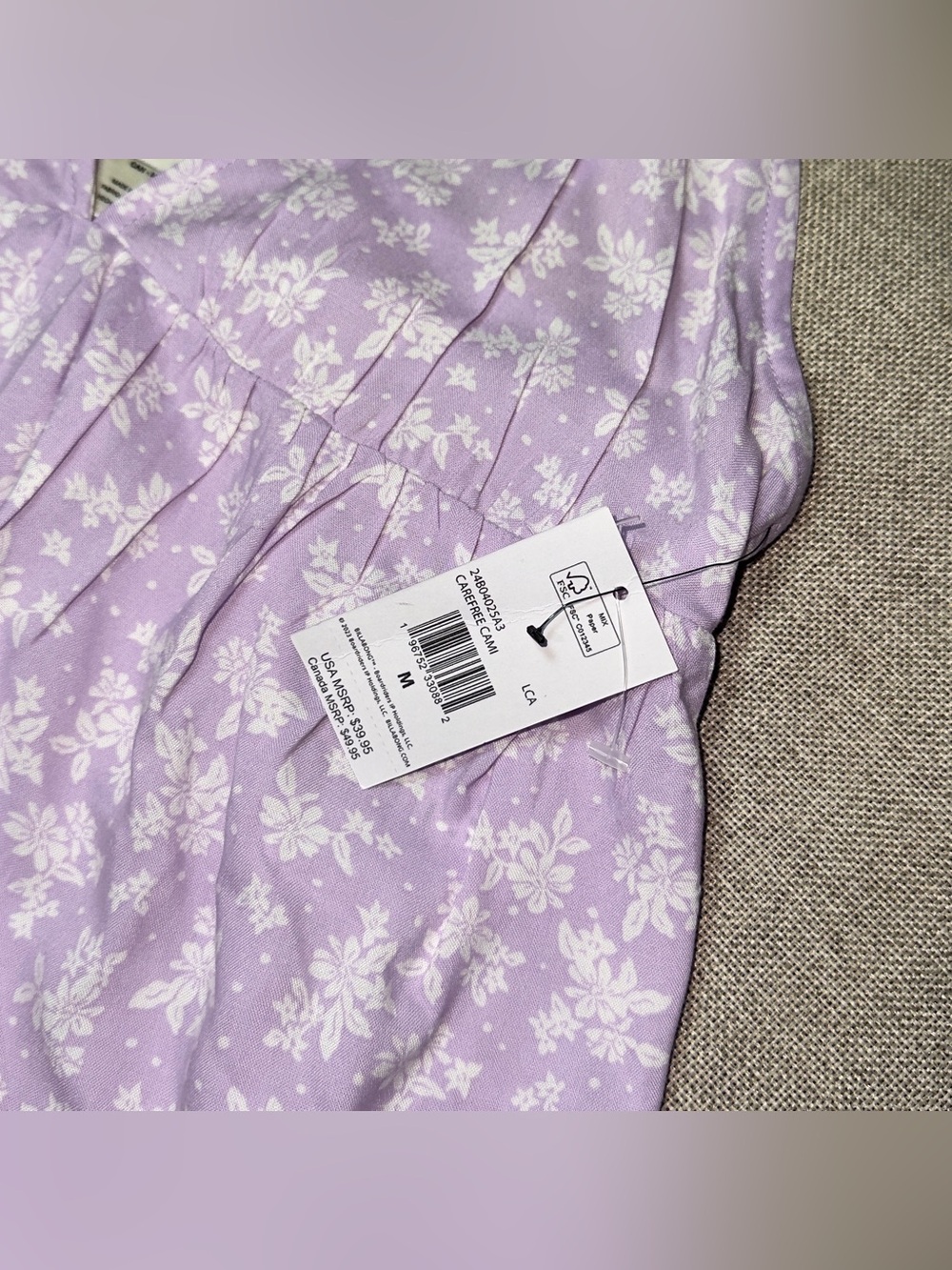 Billabong Carefree Cami Lavender Floral Tank Top Size M - Picture 4 of 10